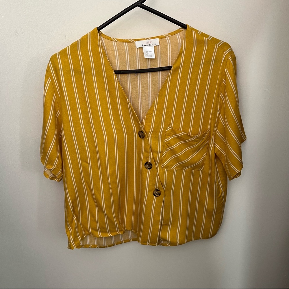Yellow and White Striped Blouse